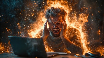 Developer feeling frustrated while debugging a complex code error, common challenges faced in software development