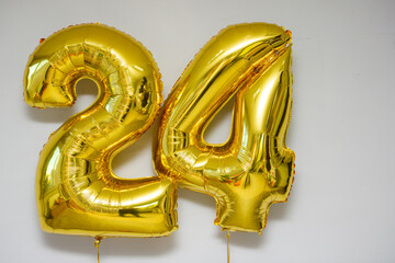 Wall Mural - gold balloons numbers 24 for birthday