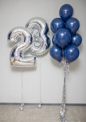 Wall Mural - silver number 23 balloons and a bouquet of blue latex helium balloons