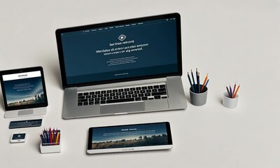 Responsive Website Mockup on Desk