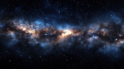 Wall Mural - A long blue and orange galaxy with many stars