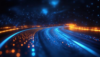abstract glowing road in space