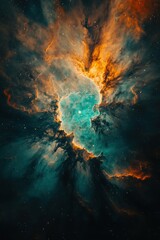 Wall Mural - A colorful nebula with a bright green center