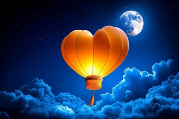 Aufkleber - Simple geometric design of a Chinese lantern floating in the night sky, representing the symbolism of light and hope in Chinese culture, showing elegance in simplicity