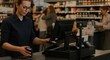 © Anna - Cashier scanning items at grocery store checkout counter.