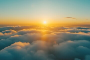 Wall Mural - flying in bright sunset clouds