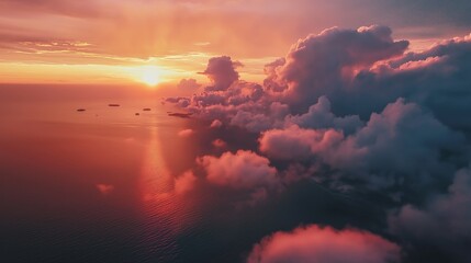 Wall Mural - flying in bright sunset clouds