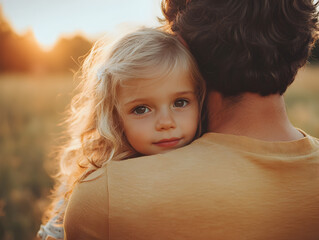 Wall Mural - Family Bonding in Nature at Sunset with Father and Daughter