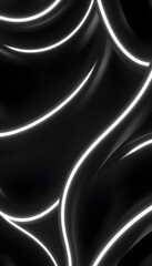 Wall Mural - abstract background formed from black 3d ribbons. dark 3d render isolated with white highlights, png