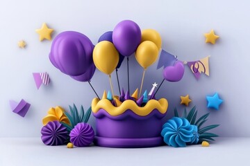 Aufkleber - Minimalist design of a parade scene with simple geometric shapes representing floats, flags, and crowds, capturing the essence of global celebrations in a sleek, modern style, symbolizing simplicity