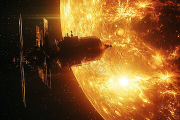 Wall Mural - a satellite being deployed to study distant planets, showcasing the role of satellites in exploring 