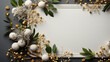 © Inna - Modern minimalist white and gold holiday arrangement with copy space