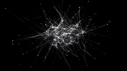 Wall Mural - line technology network with dark background