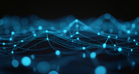 Canvas Print - abstract dark blue background with a network of dots and lines, symbolizing artificial intelligence 