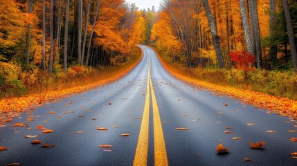 road through the autumn forest