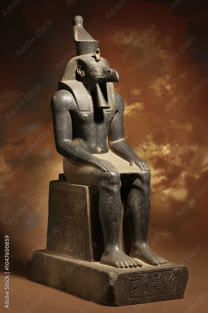 Majestic statue of Horus, the ancient Egyptian god of the sky and ...