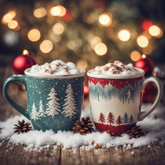 Wall Mural - Christmas mugs