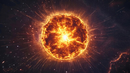 Wall Mural - a neutron star that formed after a massive supernova explosion, emitting its energy and a golden glo