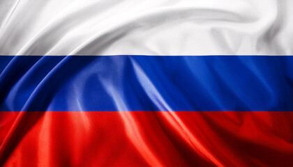 Russian Federation flag waving in the wind. Russian Federation blowing, soft and smooth silk. Cloth fabric texture ensign background. Use it for national day and country occasions concept