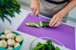 © deagreez - Close up photo of female chef preparing tasty dish modern kitchen home house day light indoors