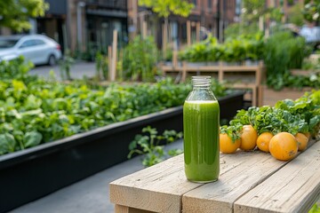 Green Juice in an Urban Garden: Fresh, Healthy, and Delicious