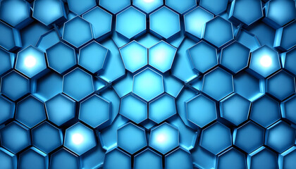 Wall Mural - Abstract hexagonal geometric pattern background isolated with white highlights, png