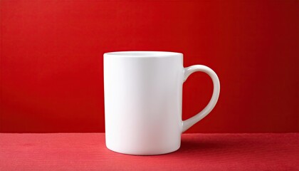 Wall Mural - White cup on red background