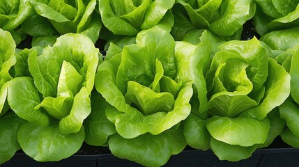 Fresh green lettuce rests on a smooth white surface, highlighting the crisp leaves and natural texture in rich detail