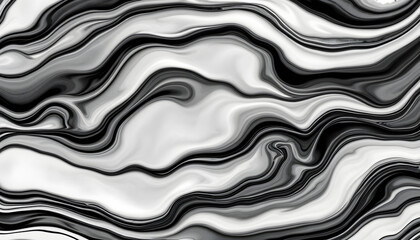 Wall Mural - wavy abstract liquid ink black and white pattern background isolated with white highlights, png