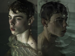 Swimmer exudes focus and intensity in a moody portrait