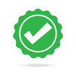 © stefanbalaz - Quality guarantee green Vector icon isolated on white background. Approving, check, concept seal isolated on white background illustration. Award, winner, trophy, top quality, promotion concept.