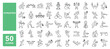© M Design - Set of 50 line icons related to athletics, exercises, sports, players, competition, coach, team, training, athletic, Editable stroke. Vector illustration