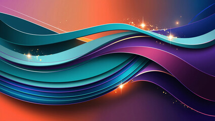 Wall Mural - abstract background for video and poster, Dynamic Abstract Waves in Vibrant Colors