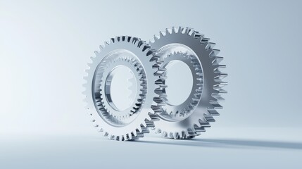 The top view of three metal gears is shown on a white background, illustrating the importance of teamwork and cooperation in business endeavors.