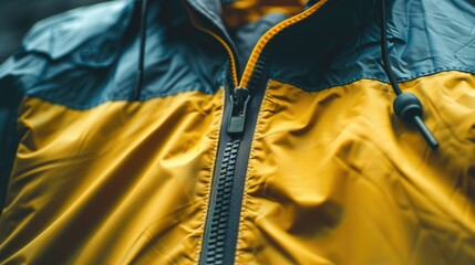 Wall Mural - A person wearing a bright yellow and blue jacket