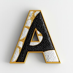 Wall Mural - Stylish 3D Letter A in Gold, Black, and White Design