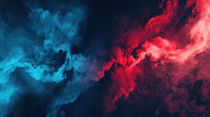 Canvas Print - Abstract Smoke in Blue and Red Colors