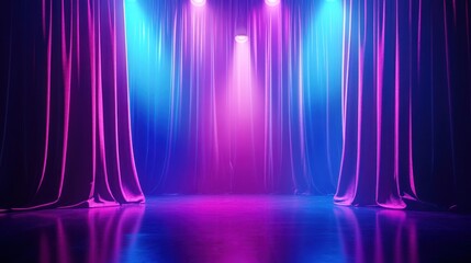 Canvas Print - Neon Lights Stage Curtain