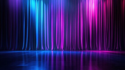 Canvas Print - Neon Light Stage Curtains