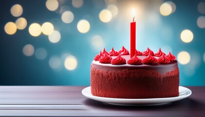 birthday cake with one red candle