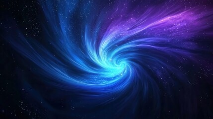 vibrant whirlpool of blue and purple cosmic energy swirling in the depths of space, creating a mesme