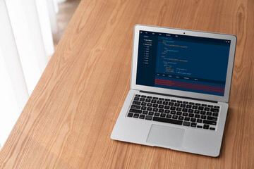 Software development programming on computer screen for modish application and program coding