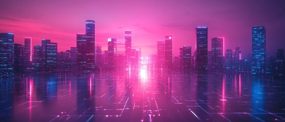 Aufkleber - Smart building concept for a futuristic city with IoT and AI technology, showcasing intelligent urban management and efficient infrastructure