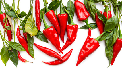 Red hot chili peppers on white background