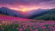 © Nuttaya Nampai - Serene Sunset Over Colorful Flower Meadow