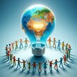 © fitpinkcat84 - Light bulb covered with a world map. Energy efficiency , big idea and environment concept.