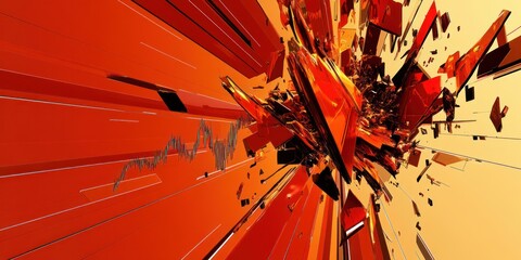 Wall Mural - abstract background with red and orange geometric shapes in a burst pattern.