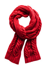 Wall Mural - Red knitted scarf isolated on transparent background