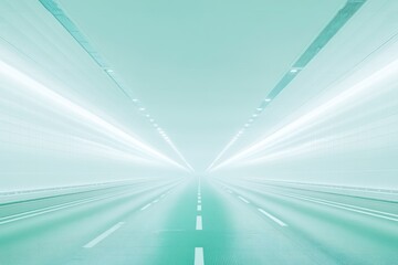 Wall Mural - Abstract view of a tunnel with blurred lights and a road.