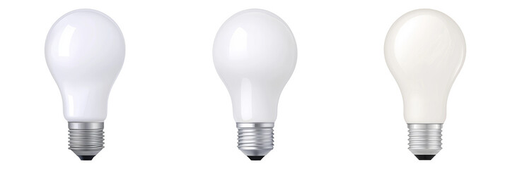Innovative LED Light Bulbs Display isolated on transparent background